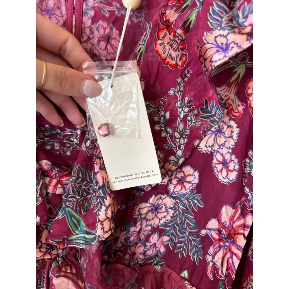 FOR LOVE‎ AND LEMONS BERRY FLORAL ROMPER